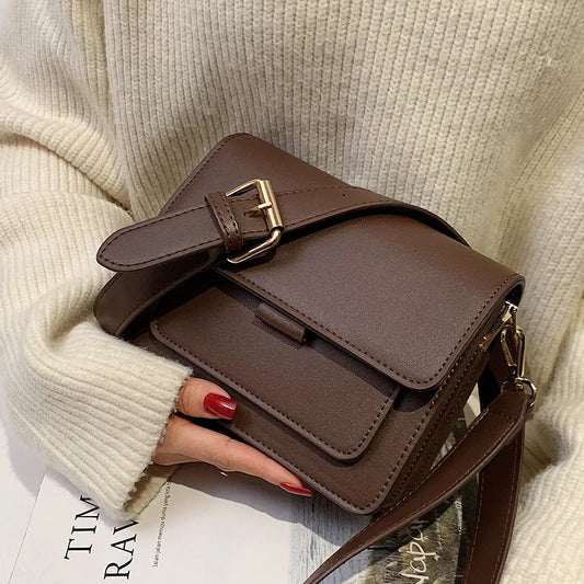 Women'S Luxury Designer Small Handbag Fashion High Quality PU Leather Femael Daily Soild Color Vintage Crossbody Messegner Bags