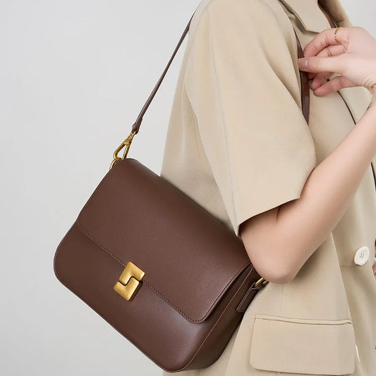 100% Genuine Leather Women Shoulder Bag Fashion Small Square Armpit Bag High Quality Cowhide Women'S Commuter Crossbody Bag